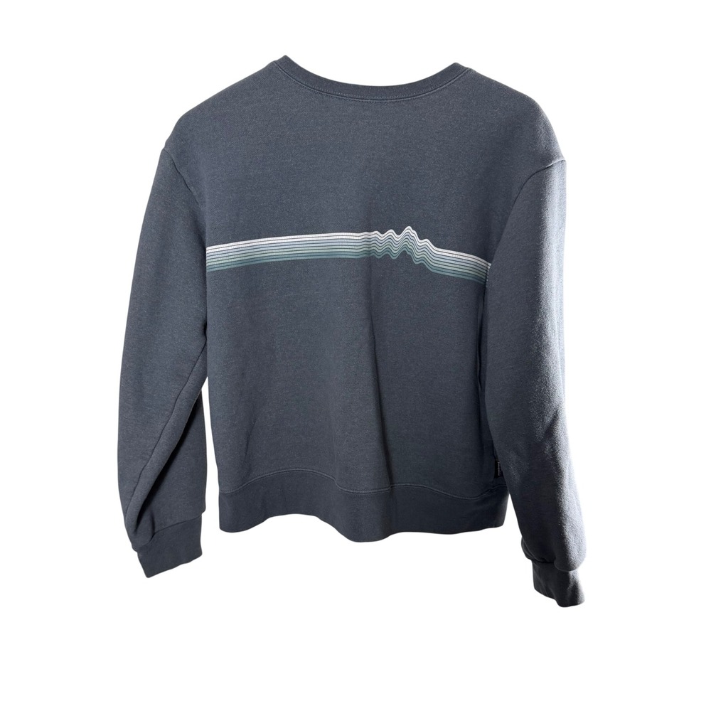 Patagonia Uprisal Crew Sweatshirt Blue Gray‎ Striped Graphic Pullover Medium